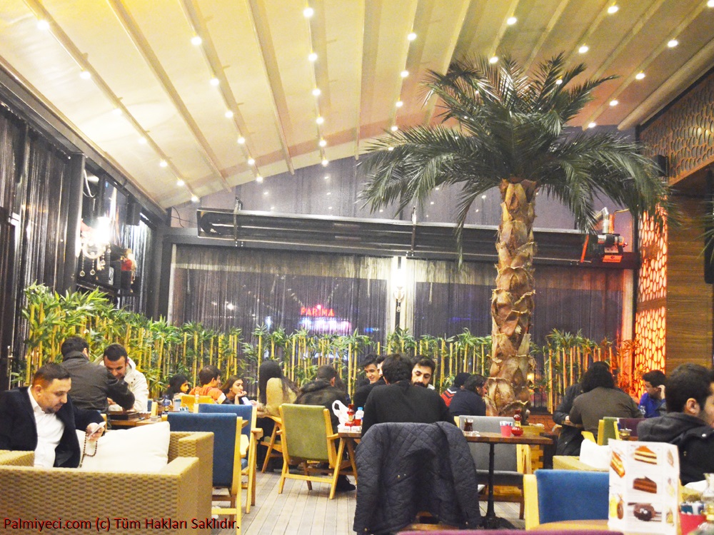 Deyda Cafe - İç Mekan şoklanmış yapraklı palmiye işi